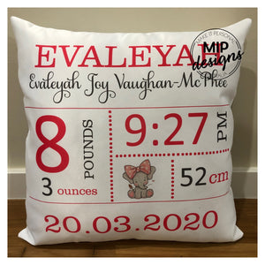 Cushions - Birth Announcement