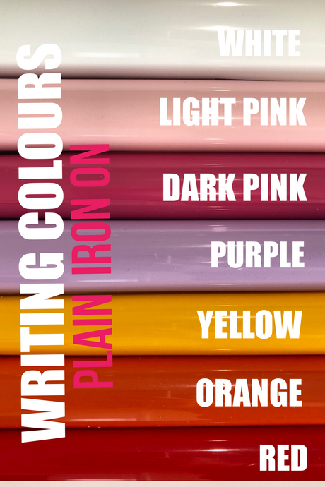 WRITING COLOURS - PLAIN IRON ON